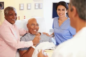 Doctor and patient speaking through a Spanish medical interpreter